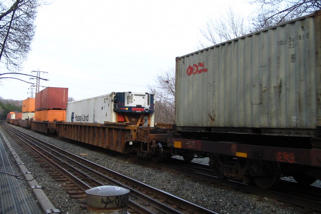 A freight train carrying containers